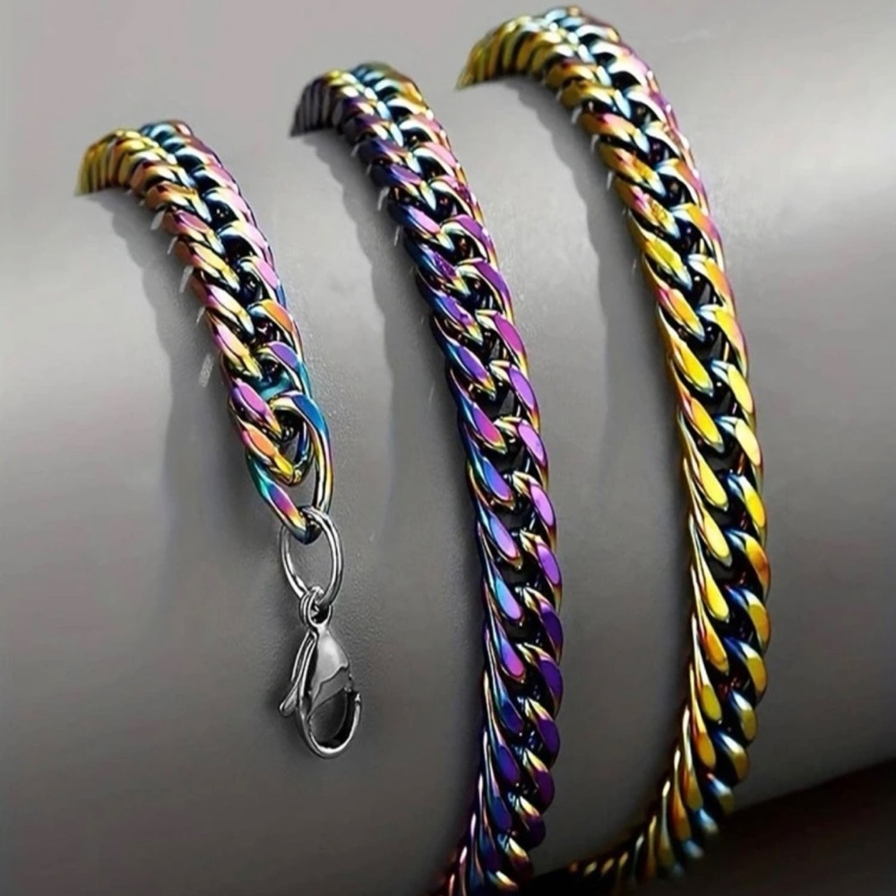 Men Multicolor Stainless Steel Chain Necklace - Picture 1 of 3